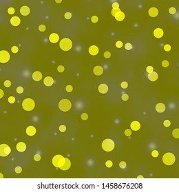 Light Yellow vector background with circles, stars. Illustration with set of colorful abstract spheres, stars. Design for your commercials.