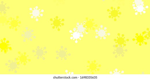 Light yellow vector background with covid-19 symbols. Abstract illustration with biological gradient shapes. Simple design against epidemic information.