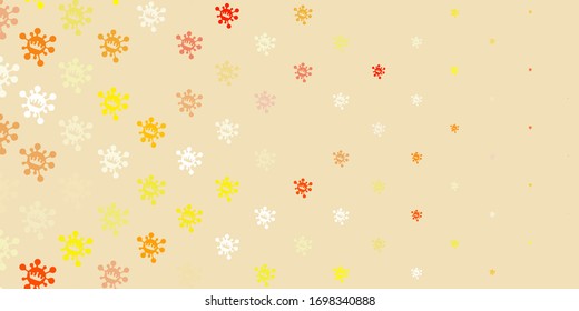 hellgelber Hintergrund der Vektorillustration mit 19 Zeichen. Abstrakte Illustration mit biologischen Farbverlauf-Formen. Bildschirmhintergrund für den Gesundheitsschutz.