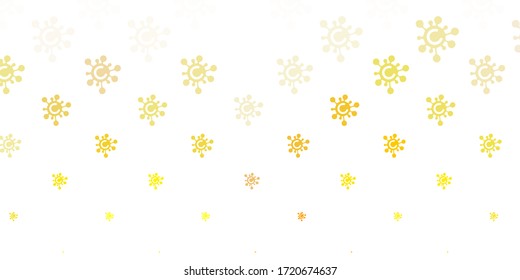 Light Yellow vector background with covid-19 symbols. Abstract illustration with biological gradient shapes. Wallpaper for health protection.