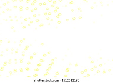 Light Yellow vector background with hearts. Illustration with hearts in love concept for valentine's day. Template for Valentine's greeting postcards.