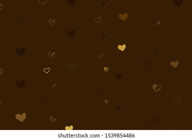 Light Yellow vector background with hearts. Glitter abstract illustration with colorful hearts in romantic style. Pattern for marriage gifts, congratulations.