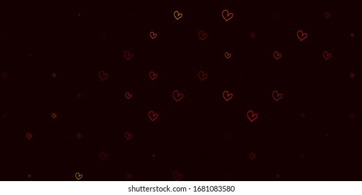 Light Yellow vector background with hearts. Decorative shining illustration with hearts on abstract template. Design for ad, poster, banner of Valentine Day.
