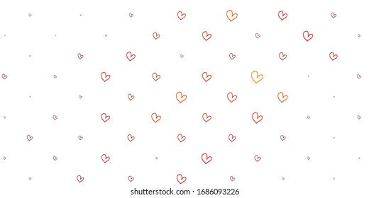 Light Yellow vector background with hearts. Decorative shining illustration with hearts on abstract template. Design for ad, poster, banner of Valentine Day.