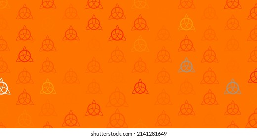 Light Yellow vector background with occult symbols. Colorful vintage illustration with gradient alchemy shapes. Simple design for occult depiction.