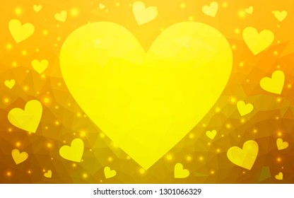 Light Yellow vector  background with Shining hearts. Illustration with hearts in love concept for valentine's day. Design for your business advert of anniversary.