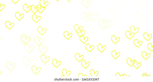 Light Yellow vector background with Shining hearts. Illustration with hearts in love concept for valentine's day. Pattern for valentine's ad, booklets.