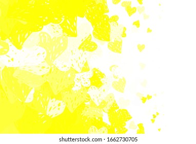 Light Yellow vector background with Shining hearts. Beautiful abstract hearts on colorful gradient background. Pattern for marriage gifts, congratulations.