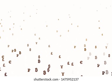 Light Yellow vector background with signs of currency. Shining colored illustration with currency signs. Design for business advert of economic, wealth.