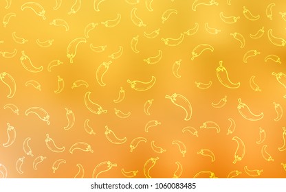 Light Yellow vector background with spicy peppers. Illustration with set of fresh peppers in doodle style. Doodle design for your business advert of cafes.