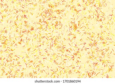 Light Yellow vector background with stright stripes, dots. Glitter abstract illustration with colorful sticks. Template for your beautiful backgrounds.