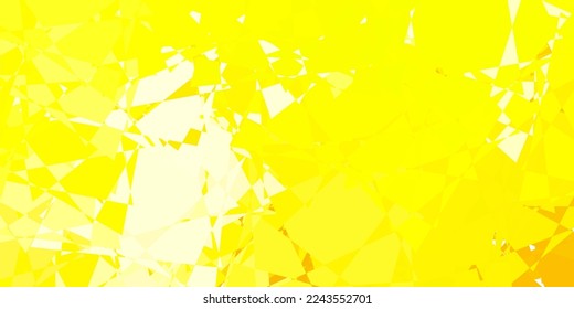 Fondo vectorial amarillo claro con triángulos. Ilustración de material web con triángulos abstractos coloridos. Material de las páginas de aterrizaje.