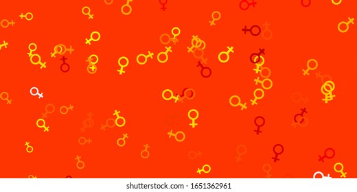 Light Yellow vector background with woman symbols. Colorful feminism symbols with a gradient in modern style. Design for International Women’s Day.
