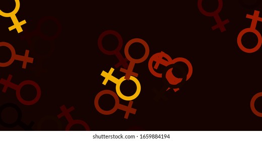 Light Yellow vector background with woman symbols. Illustration with signs of women's strength and power. Background for International Women’s Day.
