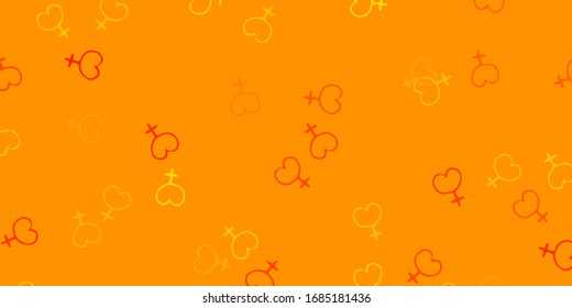 Light Yellow vector background with woman symbols. Colorful illustration with gradient feminism shapes. Background for International Women’s Day.