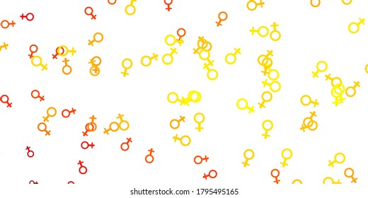 Light Yellow vector background with woman symbols. Colorful feminism symbols with a gradient in modern style. Design for International Women’s Day.