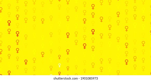 Light Yellow vector background with woman symbols. Colorful illustration with gradient feminism shapes. Simple design for your web site.