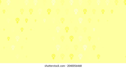 Light Yellow vector background with woman symbols. Simple design in abstract style with women rights activism. Simple design for your web site.