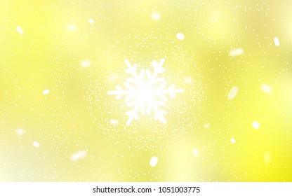 Light Yellow vector background with xmas snowflakes. Shining colored illustration with snow in christmas style. The pattern can be used for year new  websites.