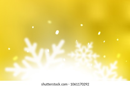 Light Yellow vector background with xmas snowflakes. Modern geometrical abstract illustration with crystals of ice. New year design for your ad, poster, banner.
