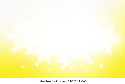 Light Yellow vector background with xmas snowflakes. Snow on blurred abstract background with gradient. New year design for your business advert.