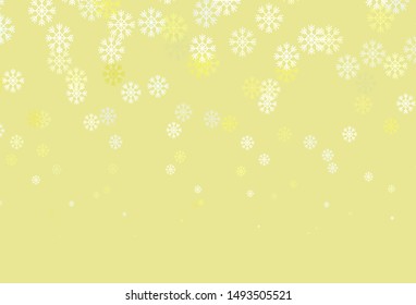 Light Yellow vector background with xmas snowflakes. Modern geometrical abstract illustration with snowflakes. Pattern for new year websites.