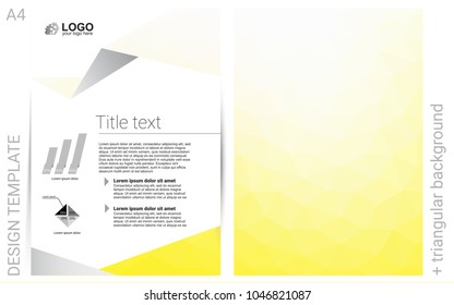 Light Yellow vector  brochure for ui, ux design. Beautiful colored sample in A4 size. Beautiful design for cover of notepads.