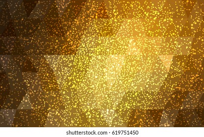 Light yellow vector christmas polygon background. Low poly Illustration consisting of triangles with snowflakes. Texture background of New Year celebration.
