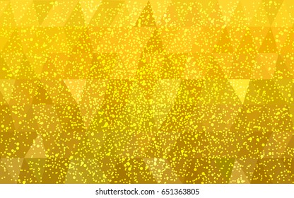 Light Yellow vector christmas polygon background. Low poly Illustration consisting of triangles with snowflakes. Texture background of New Year celebration.