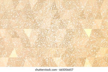 Light Yellow vector christmas polygon background. Low poly Illustration consisting of triangles with snowflakes. Texture background of New Year celebration.