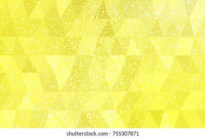 Light Yellow vector christmas polygon background. Low poly Illustration consisting of triangles with snowflakes. Texture background of New Year celebration.