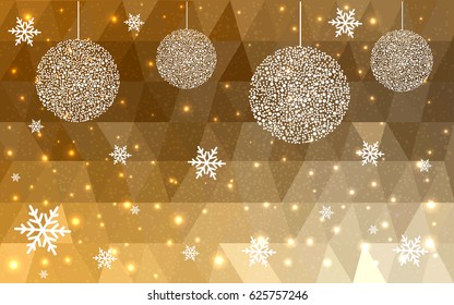 Light Yellow vector christmas postcard low polygon background. Illustration consisting of triangles. Abstract triangular polygonal origami or crystal design of New Year celebration.