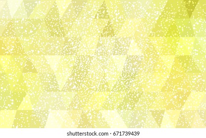 Light Yellow vector christmas postcard low polygon background. Illustration consisting of triangles. Abstract triangular polygonal origami or crystal design of New Year celebration.
