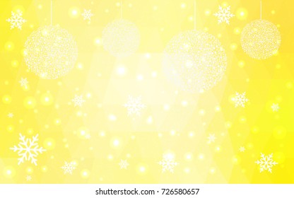 Light Yellow vector christmas postcard low polygon background. Illustration consisting of triangles. Abstract triangular polygonal origami or crystal design of New Year celebration.
