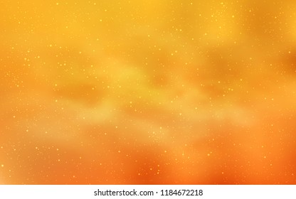 Light Yellow vector cover with astronomical stars. Shining colored illustration with bright astronomical stars. Smart design for your business advert.
