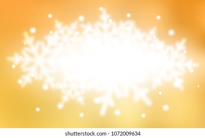 Light Yellow vector cover with beautiful snowflakes. Glitter abstract illustration with crystals of ice. New year design for your business advert.