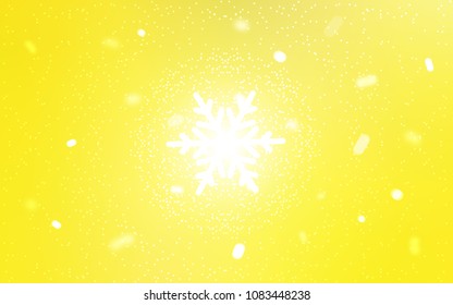 Light Yellow vector cover with beautiful snowflakes. Decorative shining illustration with snow on abstract template. The pattern can be used for new year ad, booklets.