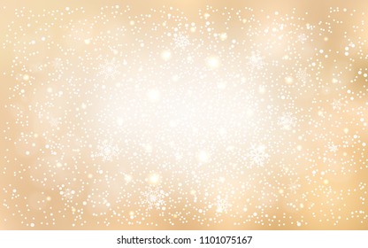 Light Yellow vector cover with beautiful snowflakes. Glitter abstract illustration with crystals of ice. The pattern can be used for year new  websites.