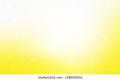 Light Yellow vector cover with beautiful snowflakes. Blurred decorative design in xmas style with snow. New year design for your ad, poster, banner.
