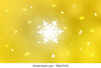 Light Yellow vector cover with beautiful snowflakes. Glitter abstract illustration with crystals of ice. The template can be used as a new year background.