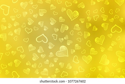 Light Yellow vector cover with Shining hearts. Illustration with hearts in love concept for valentine's day. Design for ad, poster, banner of Valentine Day.