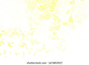 Light Yellow vector doodle background with leaves. New colorful illustration in doodle style with leaves. Hand painted design for web, wrapping.