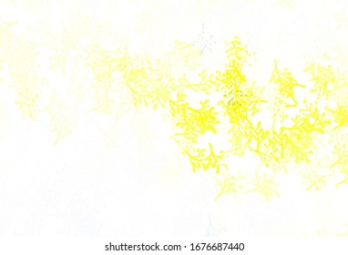 Light Yellow vector doodle background with branches. Leaves and branches with gradient on white background. Doodle design for your web site.