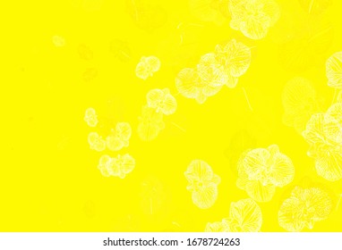Light Yellow vector doodle background with flowers. Abstract illustration with flowers in doodles style. New template for your brand book.