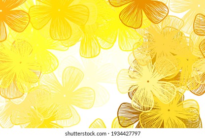 Light Yellow vector doodle background with flowers Illustration with colorful abstract doodle flowers. Pattern for heads of websites, designs.