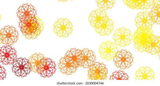 Light Yellow vector doodle background with flowers. Illustration with abstract colorful flowers with gradient. Pattern for women day promotion.