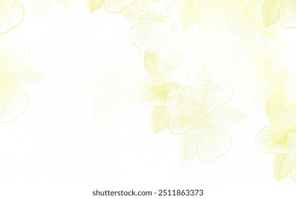 Vetor amarelo claro doodle fundo com flores. Flores em estilo natural sobre fundo branco. Estilo novo para o design da sua empresa.