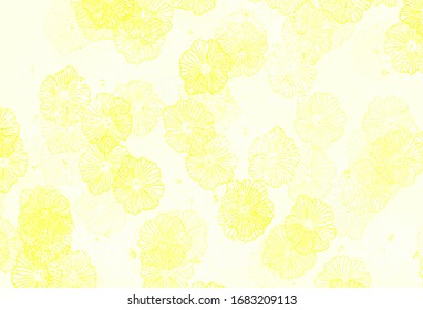 Light Yellow vector doodle layout with leaves. Creative illustration in blurred style with flowers. Pattern for heads of websites, designs.