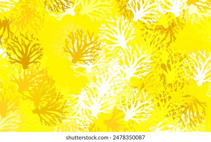 Light Yellow vector doodle layout with branches, leaves. Leaves and branches with gradient on white background. New template for your brand book.