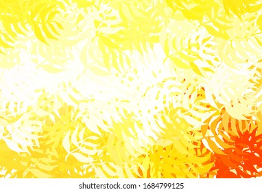 Light Yellow vector doodle template with leaves. New colorful illustration in doodle style with leaves. Brand new design for your business.